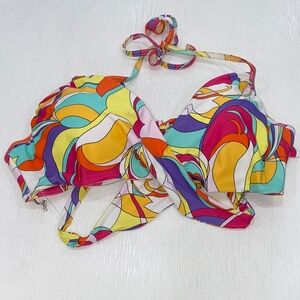Carmen Mark Valvo bikini top. Bright bold Pucci esque print. Medium. Padded